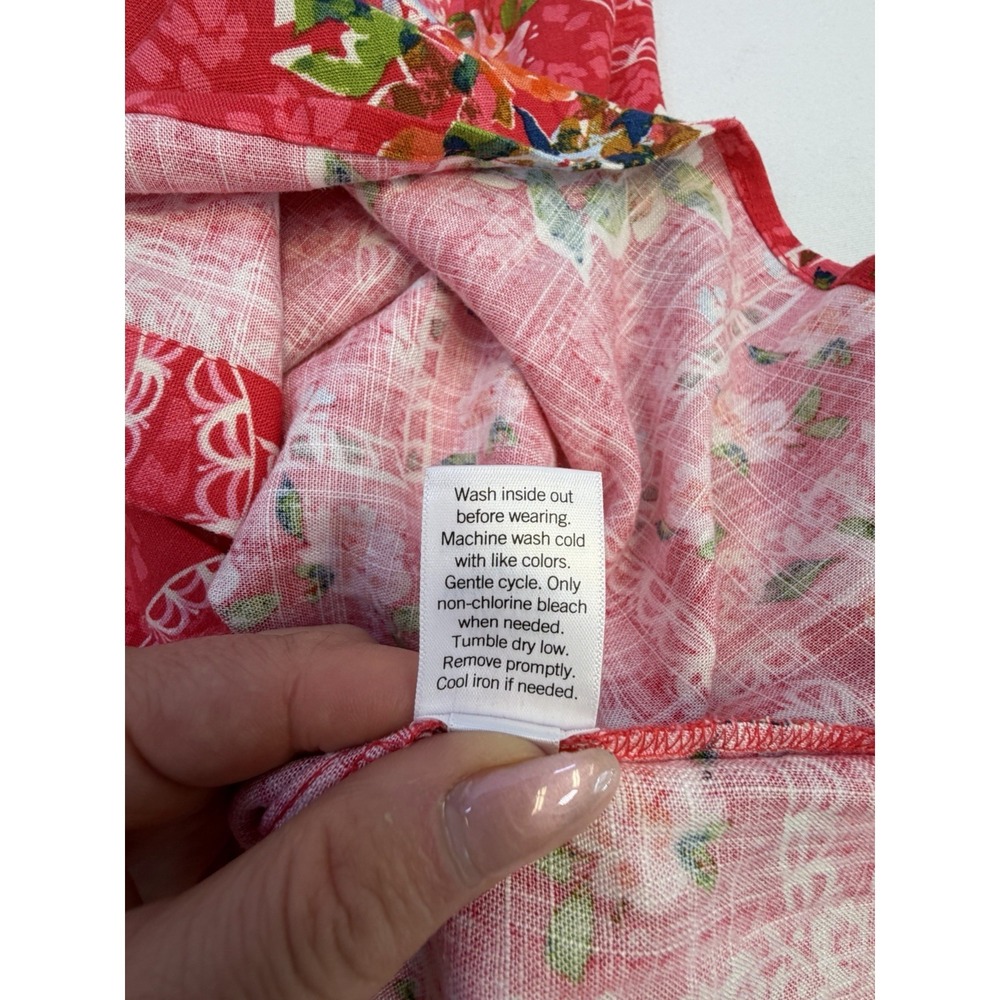 Lauren Conrad Red Floral Midi Skirt Linen Blend Women's XXL Elastic Waist Fairy - Picture 8 of 10